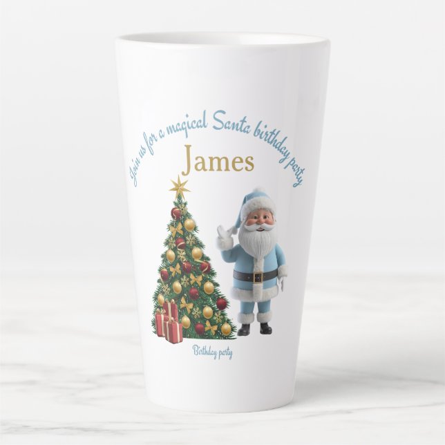 Magical Santa Birthday Invitation Latte Mug (Front)