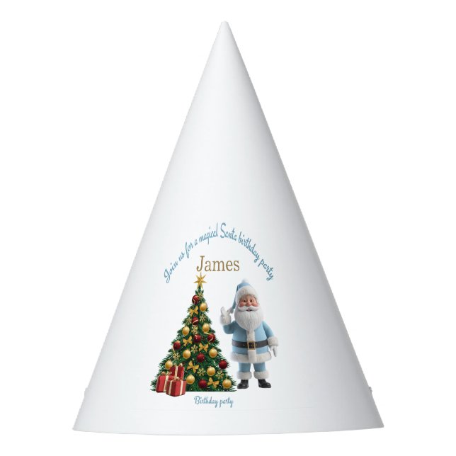 Magical Santa Birthday Invitation  Party Hat (Front)