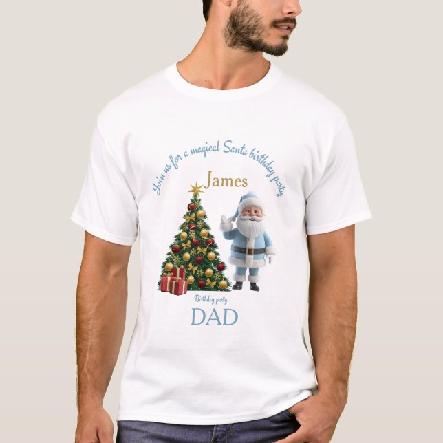Magical Santa Birthday Invitation  T-Shirt (Front)