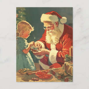 Magical Santa by the Christmas Tree Postcard
