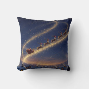 Magical Santa Christmas Pattern Starry Night Sky  Cushion