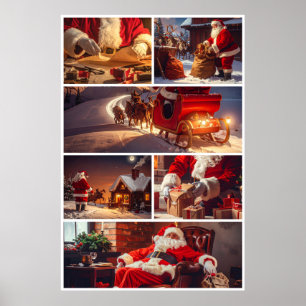 Magical Santa Claus Christmas Journey Collage Poster