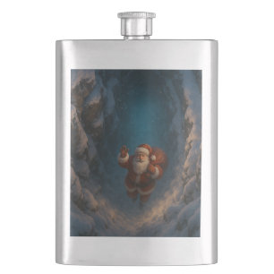 Magical Santa Rising from Snowy Canyon Hip Flask