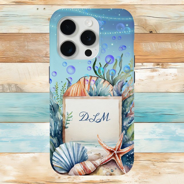 Magical Seascape with Starfish Shells Monogram  Case-Mate iPhone Case (Creator Uploaded)