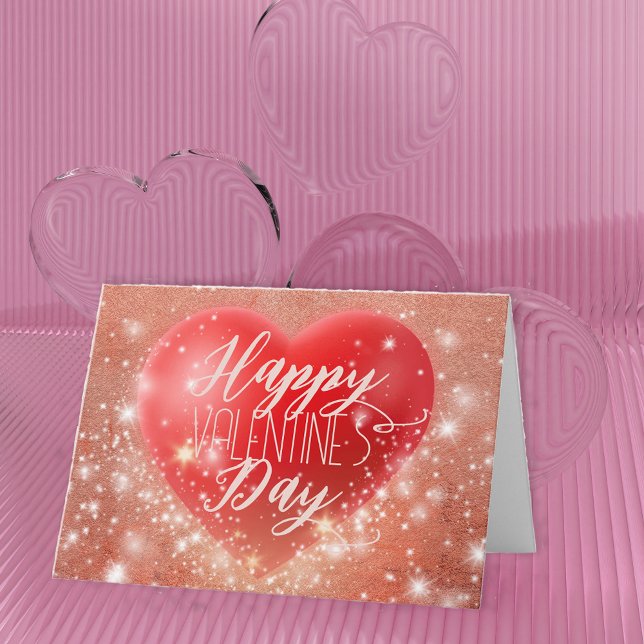 Magical Shimmering Shining Red Heart Valentine's Card (Creator Uploaded)