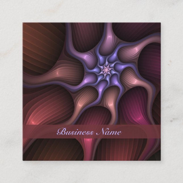 Magical Shiny Abstract Colourful Fractal Own Name Square Business Card (Front)