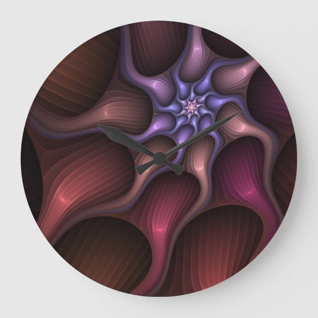 Magical Shiny Abstract Striped Colorful Fractal Large Clock (Front)