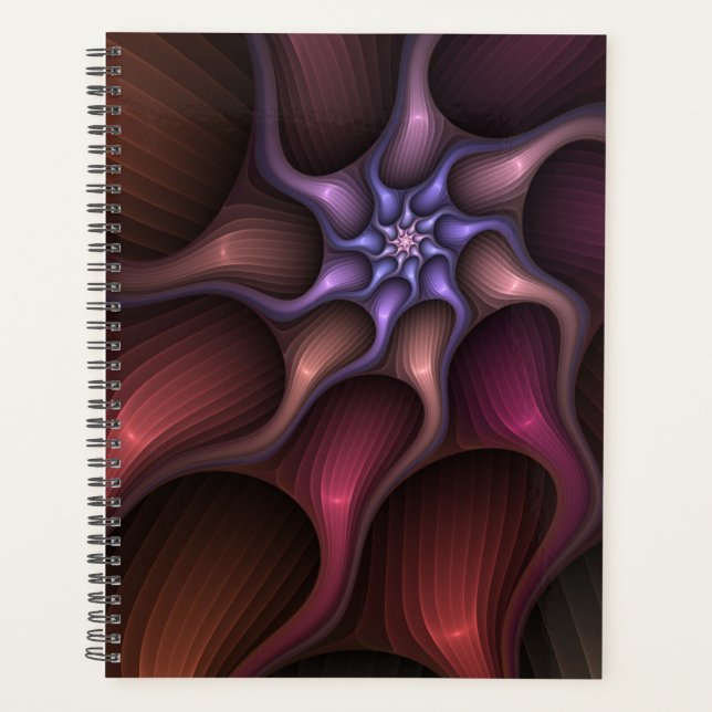 Magical Shiny Abstract Striped Colorful Fractal Planner (Front)