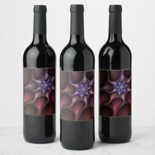 Magical Shiny Abstract Striped Colorful Fractal Wine Label