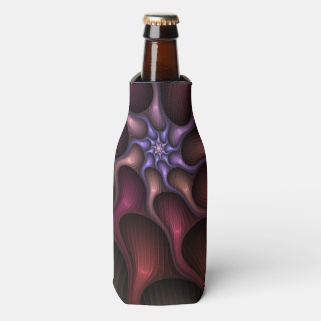 Magical Shiny Abstract Striped Colourful Fractal Bottle Cooler (Bottle Front)