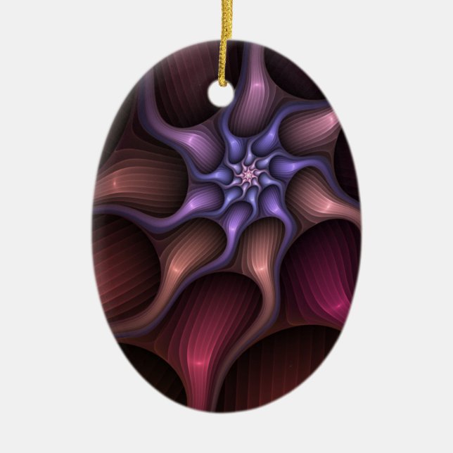 Magical Shiny Abstract Striped Colourful Fractal Ceramic Tree Decoration (Front)