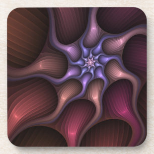 Magical Shiny Abstract Striped Colourful Fractal Coaster
