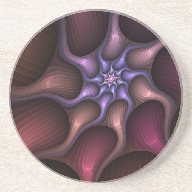 Magical Shiny Abstract Striped Colourful Fractal Coaster (Front)