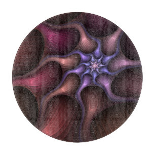Magical Shiny Abstract Striped Colourful Fractal Cutting Board