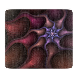 Magical Shiny Abstract Striped Colourful Fractal Cutting Board