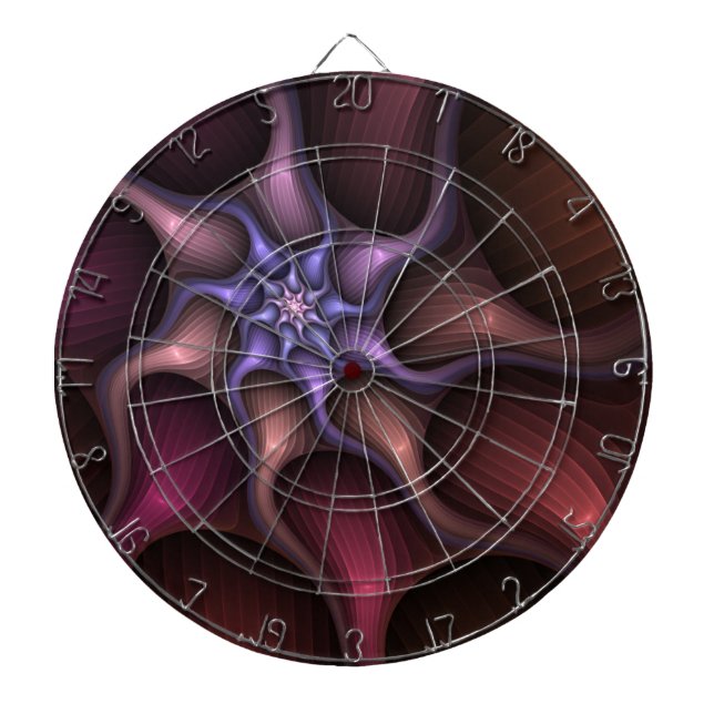 Magical Shiny Abstract Striped Colourful Fractal Dartboard (Front)