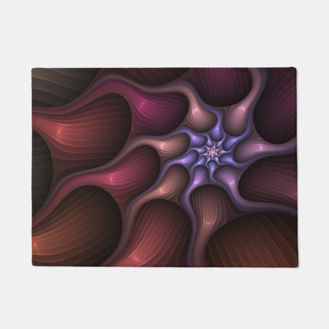 Magical Shiny Abstract Striped Colourful Fractal Doormat (Front)