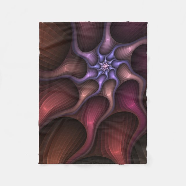 Magical Shiny Abstract Striped Colourful Fractal Fleece Blanket (Front)