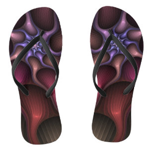 Magical Shiny Abstract Striped Colourful Fractal Flip Flops