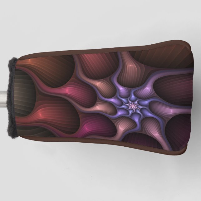 Magical Shiny Abstract Striped Colourful Fractal Golf Head Cover (Front)