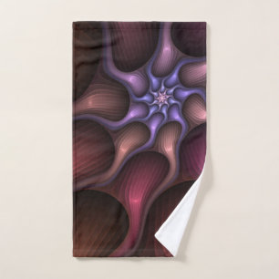 Magical Shiny Abstract Striped Colourful Fractal Hand Towel