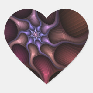 Magical Shiny Abstract Striped Colourful Fractal Heart Sticker