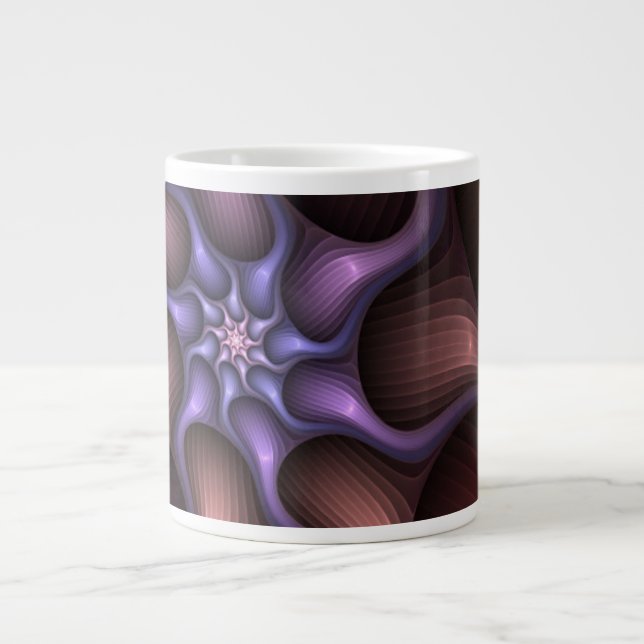 Magical Shiny Abstract Striped Colourful Fractal Large Coffee Mug (Front)