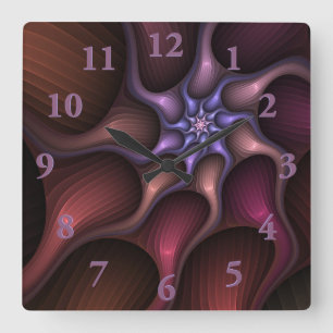 Magical Shiny Abstract Striped Colourful Fractal Square Wall Clock