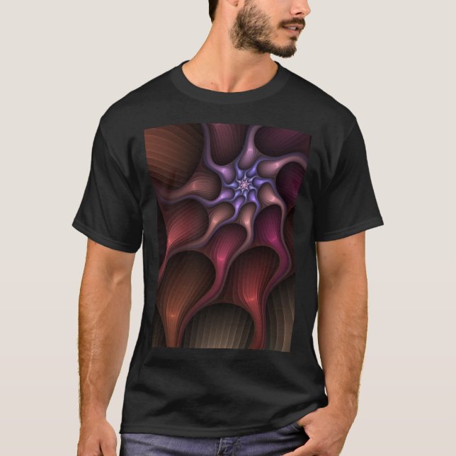 Magical Shiny Abstract Striped Colourful Fractal T-Shirt (Front)