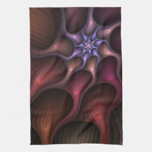 Magical Shiny Abstract Striped Colourful Fractal Tea Towel
