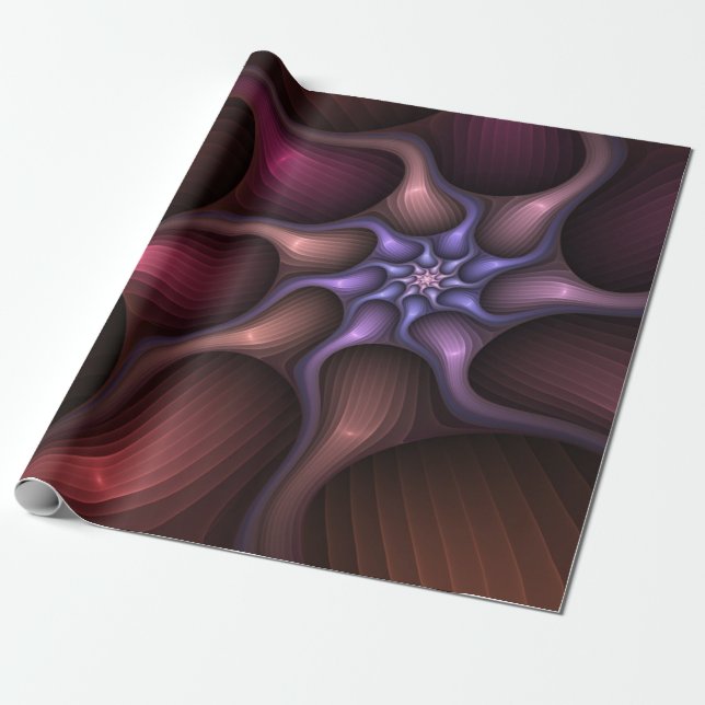 Magical Shiny Abstract Striped Colourful Fractal Wrapping Paper (Unrolled)