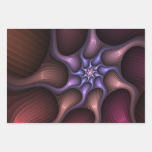 Magical Shiny Abstract Striped Colourful Fractal Wrapping Paper Sheet