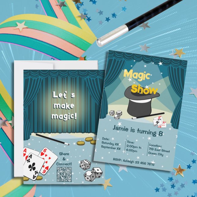 Magical Show Kids 8th Birthday Party Invitation (Magical Show Kids 8th Birthday Party Invitation)