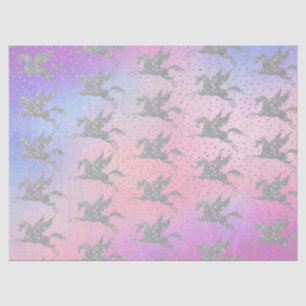 Magical silver unicorn tiled party tissue paper