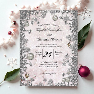 Magical Silver Winter Christmas Wedding Invitation Postcard