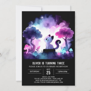 Magical Simple Cat Birthday Invitation