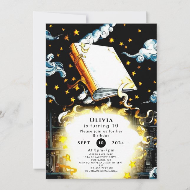 Magical Simple Children's Storybook Birthday Invitation (Front)