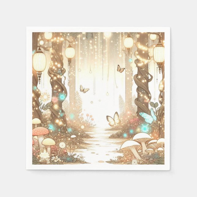Magical Simple Enchanted Forest Baby Shower Napkin (Front)