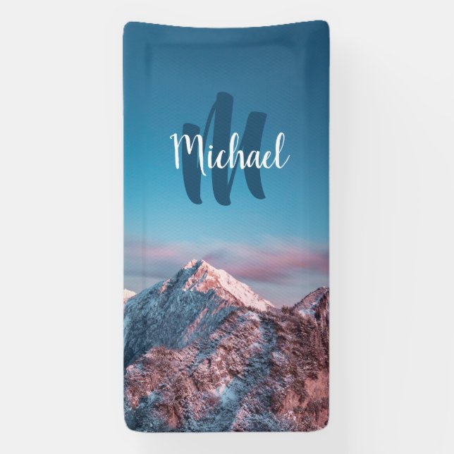 Magical sky monogram mountain Storžič Slovenia Banner (Vertical)