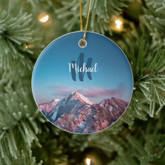 Magical sky monogram mountain Storžič Slovenia Ceramic Tree Decoration (Tree)