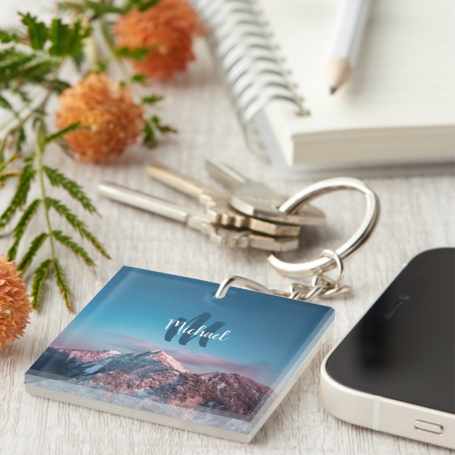 Magical sky monogram mountain Storžič Slovenia Key Ring (Front Right)