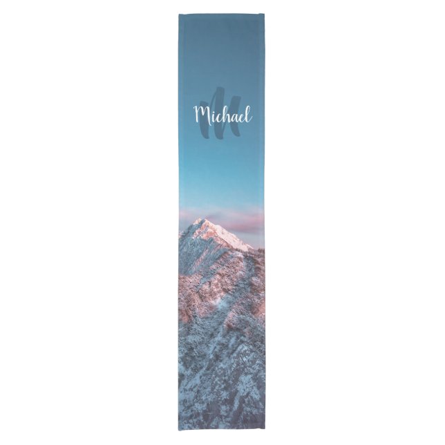 Magical sky monogram mountain Storžič Slovenia Short Table Runner (Front)