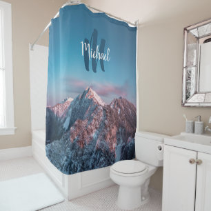 Magical sky monogram mountain Storžič Slovenia Shower Curtain