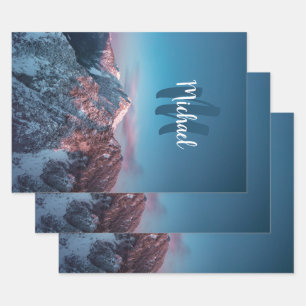 Magical sky monogram mountain Storžič Slovenia Wrapping Paper Sheet
