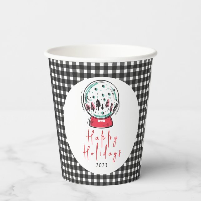 Magical Snow Globe Christmas Party Paper Cups (Back)