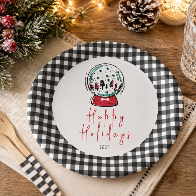Magical Snow Globe Christmas Party Paper Plate (Magical Snow Globe Christmas Party Paper Plates)
