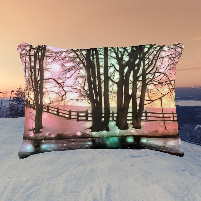 Magical Snow Hill and Fence Decorative Cushion (Creator Uploaded)