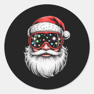 Magical Snowboarding Ski Goggles Santa Christmas Classic Round Sticker