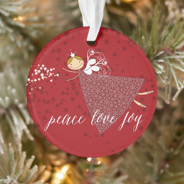 Magical Snowflakes Fairy Princess Christmas Photo Ornament (Tree)