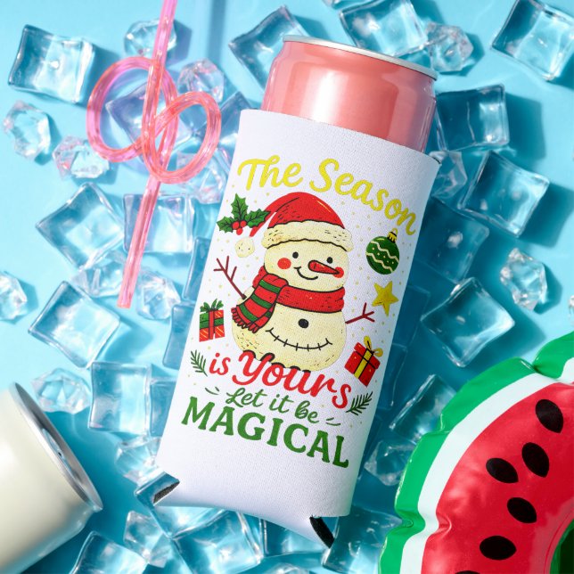 Magical Snowman Christmas Cozy Holiday Sports Gift Seltzer Can Cooler (In Situ Summer)